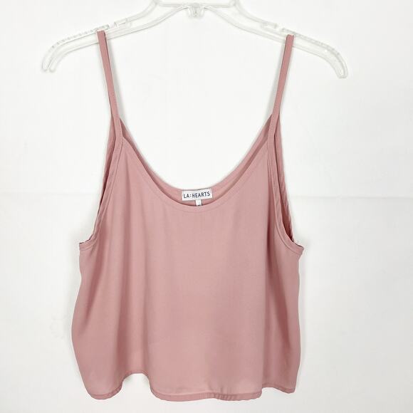 LA Hearts Chiffon Pink Cropped Tank Top - Picture 1 of 8